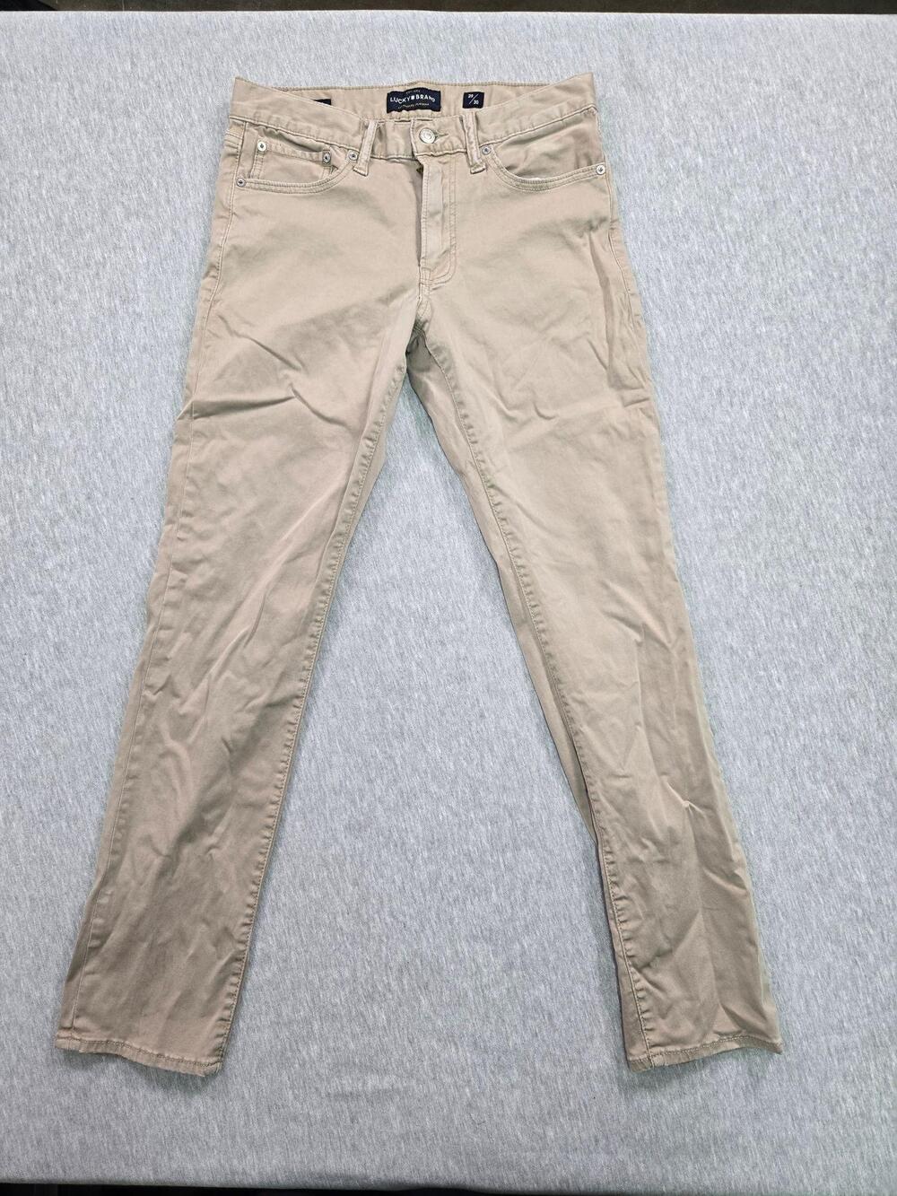Lucky Brand Jeans Mens 29x30 Khaki Beige 121 Slim Straight Casual Denim Pants